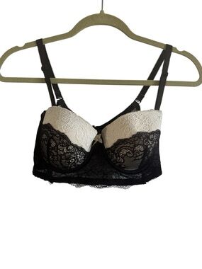 Jezebel Two-Tone Lace Longline Bra - Black & Cream